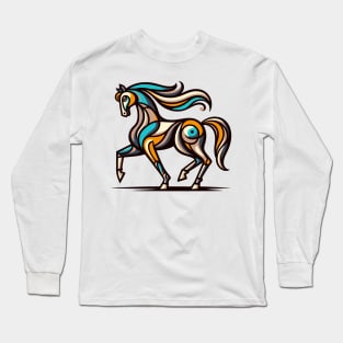 Horse illustration. Illustration of a horse in cubism style Long Sleeve T-Shirt